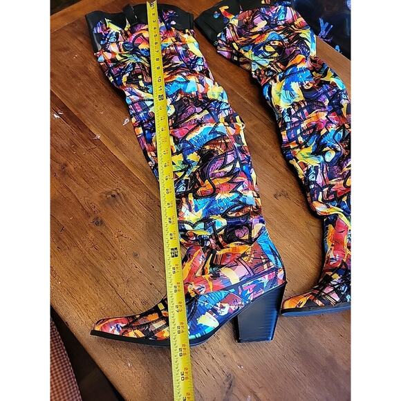 Cape Robbin Kelsey Western Slouch Thigh High Cowboy Boot Women's Sz 11 Colorful - Picture 12 of 15